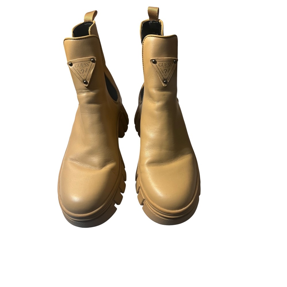 Guess Hestia Tan Beige Lug Sole Chelsea Ankle Boots GWHESTIA Womens 8M